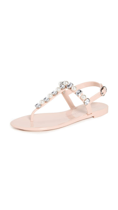 Stuart Weitzman Women's Goldie Crystal Jelly Sandals, Poudre, 8 Medium US