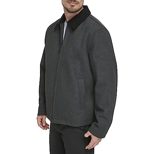 Dockers Men's Wool Blend Zip Up Jacket with Quilted, Charcoal (Without Bib)