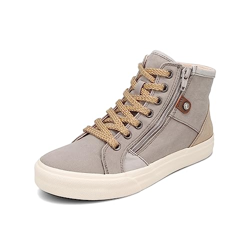 Taos Footwear Women's Top Soul Grey/Ecru Distressed Sneaker 8.5 (M) US