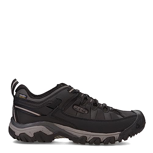 KEEN mens Targhee Exp Low Height Waterproof Hiking Shoe, Black/Steel Grey, 7.5 US