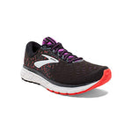 Brooks Womens Glycerin 17 Running Shoe - Black/Fiery Coral/Purple - D - 7.0
