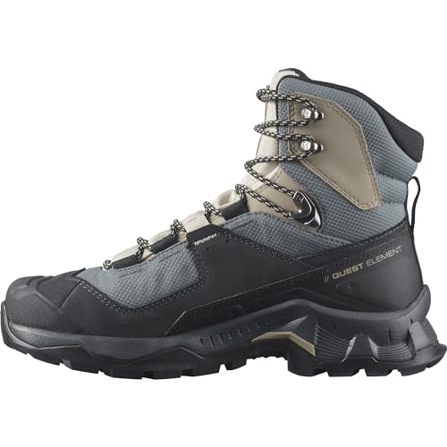 Salomon Women’s Quest Element Gore-Tex, Waterproof Neutral Leather Hiking Boots - Ebony/Rainy Day/Stormy Weather - 6
