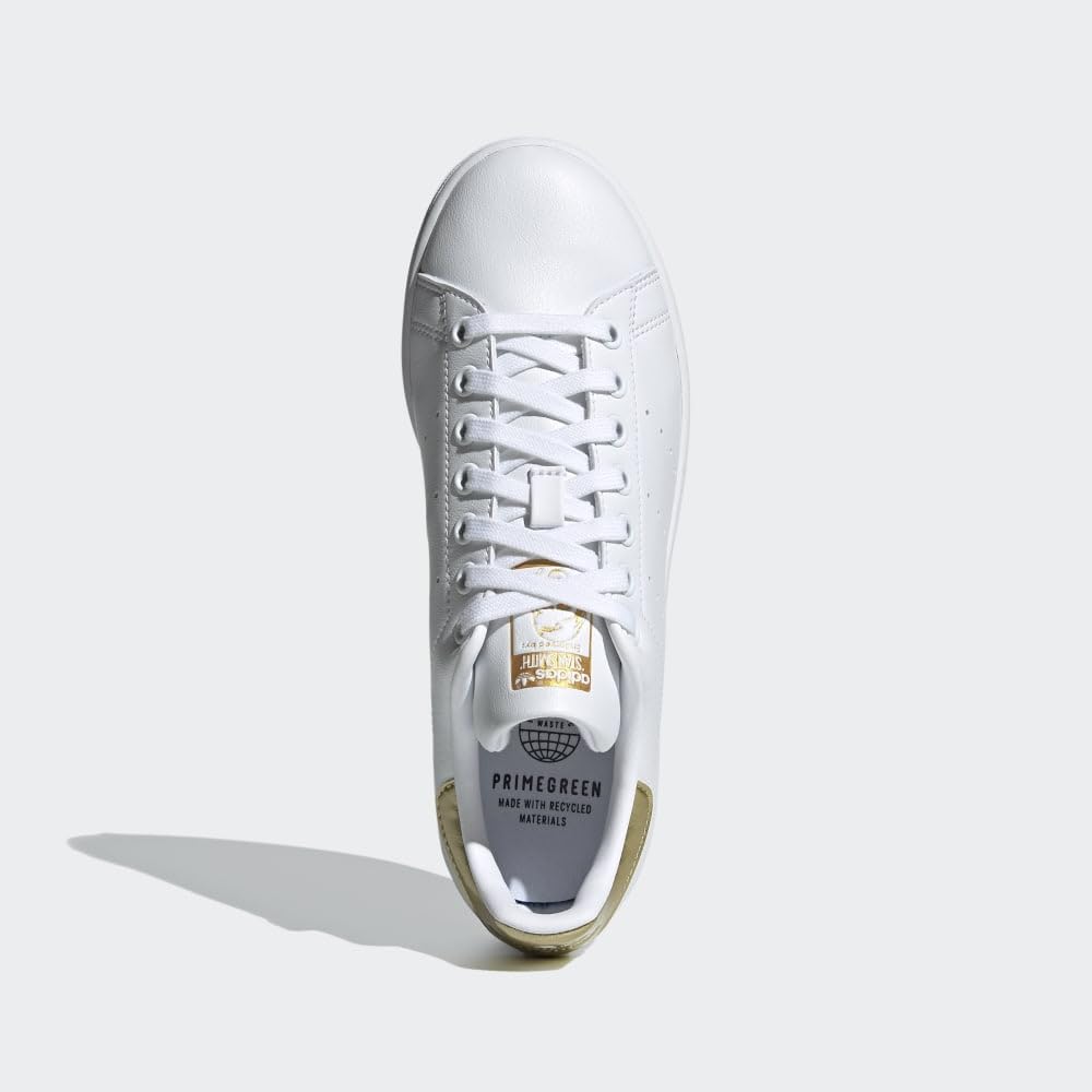 adidas Originals Women's Stan Smith (End Plastic Waste) Sneaker, White/White/Gold Metallic, 6