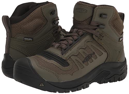 KEEN Utility Men's Reno Mid Height Soft Toe Flexible Waterproof Athletic Work Boots, Dark Olive/Black, 10.5