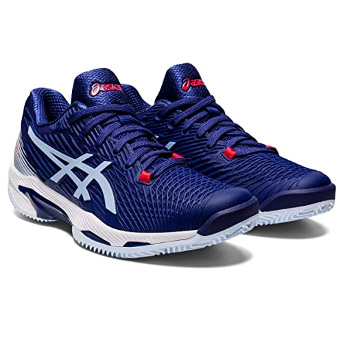 ASICS Solution Speed FF 2 Clay Tennis Shoes for Women - PU-Applied Upper - Supreme Bounce Dive Blue/Soft Sky 9.5 B - Medium