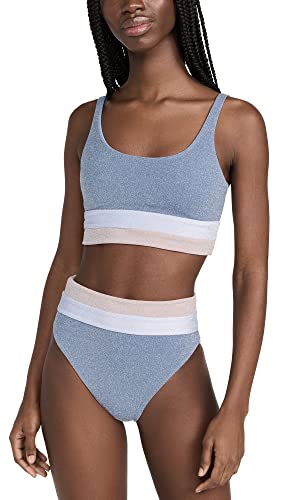 Beach Riot Women's Mackenzie Top, Frost, Blue, Metallic, M