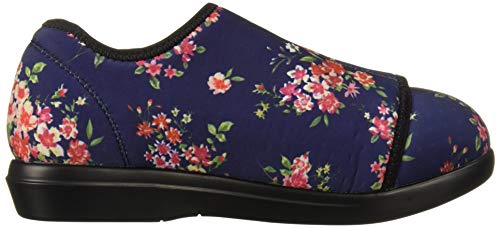 Propet Women's Cush 'N Foot Slipper, Navy Blossom, 10 X-Wide
