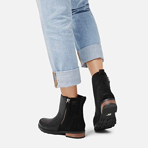 Sorel Womens Emelie Zip Outdoor Waterproof Winter Ankle Leather Boots - Black - 10
