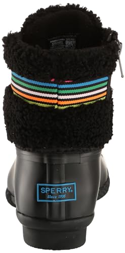 Sperry Women's Saltwater Sherpa Rain Boot, Rainbow Black, 11