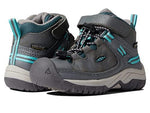 KEEN Targhee Mid Height Waterproof Hiking Boots, Steel Grey/Porcelain, 3 US Unisex Big Kid