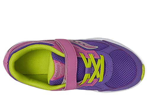 Saucony Cohesion 14 Alternative Closure Sneaker, Purple/Green, 12 US Unisex Big Kid