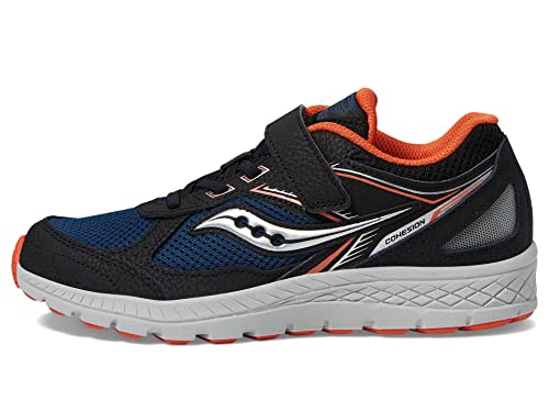 Saucony Cohesion 14 Alternative Closure Sneaker, Black/Navy/RED, 1.5 Wide US Unisex Big_Kid