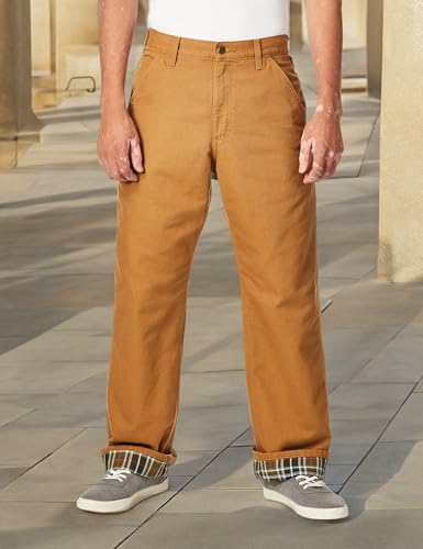 Carhartt Men's Loose Fit Washed Duck Flannel-Lined Utility Work Pant, Carhartt Brown, 40W x 30L