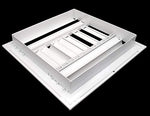 14" w X 14" h 4-Way Aluminum Curved Blade Adjustable Air Supply HVAC Diffuser - Full Control Vertical/Horizontal Airflow Direction - Vent Duct Cover [Outer Dimensions: 15.65" w X 15.65" h]