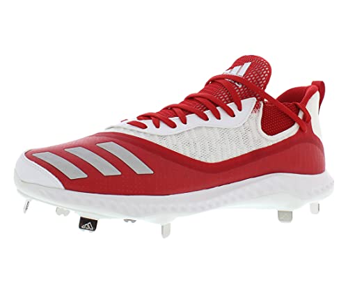 adidas mens Icon V Bounce Iced Out Cleats Baseball, Scarlet-silver Metallic-white, 13.5