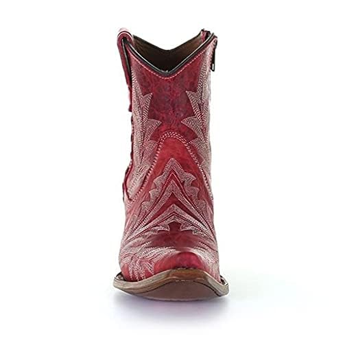 Circle G by Corral Ladies Red Embroidery and Zipper Ankle Booties L5704 (numeric_6_point_5)