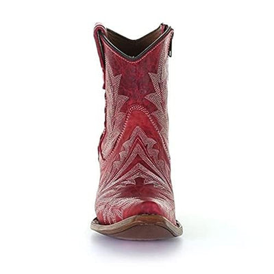 Circle G by Corral Ladies Red Embroidery and Zipper Ankle Booties L5704 (numeric_6_point_5)