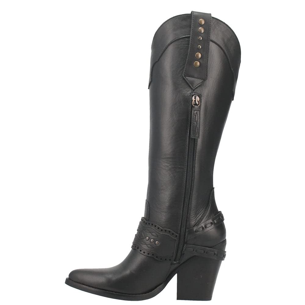 Dingo Women's Masquerade Hardness Studded Western Tall Boot Snip Toe Black 7 M