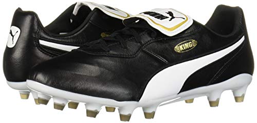 PUMA Mens King Top Firm Ground Soccer Cleats, PUMA Mens black-PUMA Mens white, 10.5