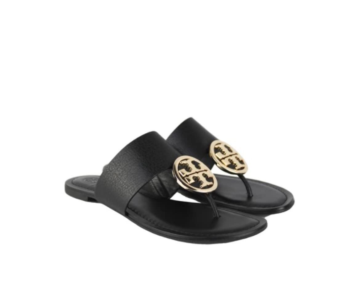 Tory Burch 77171 Black With Gold Hardware Benton Band Flat Women's Calf Leather Sandal