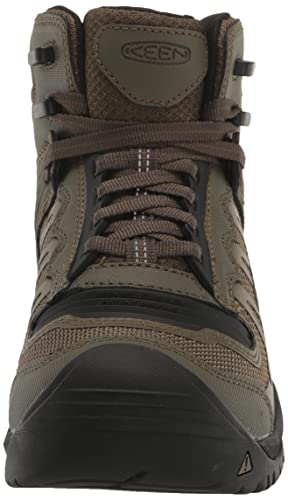 KEEN Utility Men's Reno Mid Height Soft Toe Flexible Waterproof Athletic Work Boots, Dark Olive/Black, 10.5