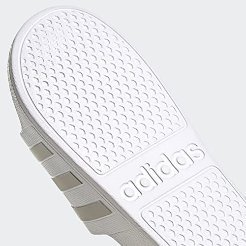adidas Unisex Adilette Aqua Slide Sandal, White/Platin Metallic/White, 12 US Men