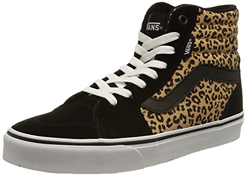 Vans Women's Hi-Top Trainers Sneaker, Cheetah Black White, 9.5