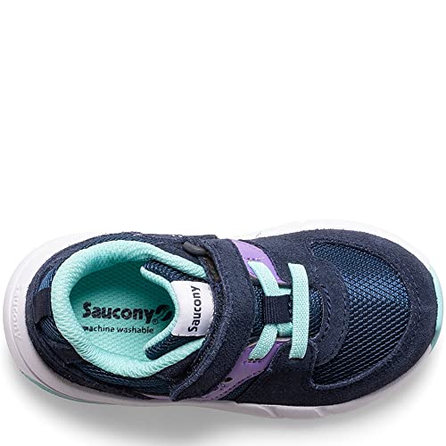 Saucony Jazz LITE 2.0 Sneaker, Navy/Purple/Turq, 9 Wide US Unisex Little_Kid
