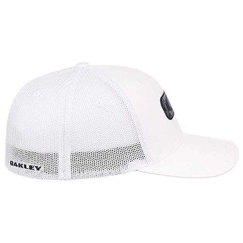 Oakley Indy Hologram Patch Trucker Stretch-Fitted Hat (White, L/X)