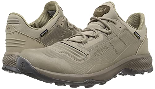 KEEN Men's Tempo Flex Low Height Waterproof Hiking Shoes, Timberwolf/Timberwolf, 10