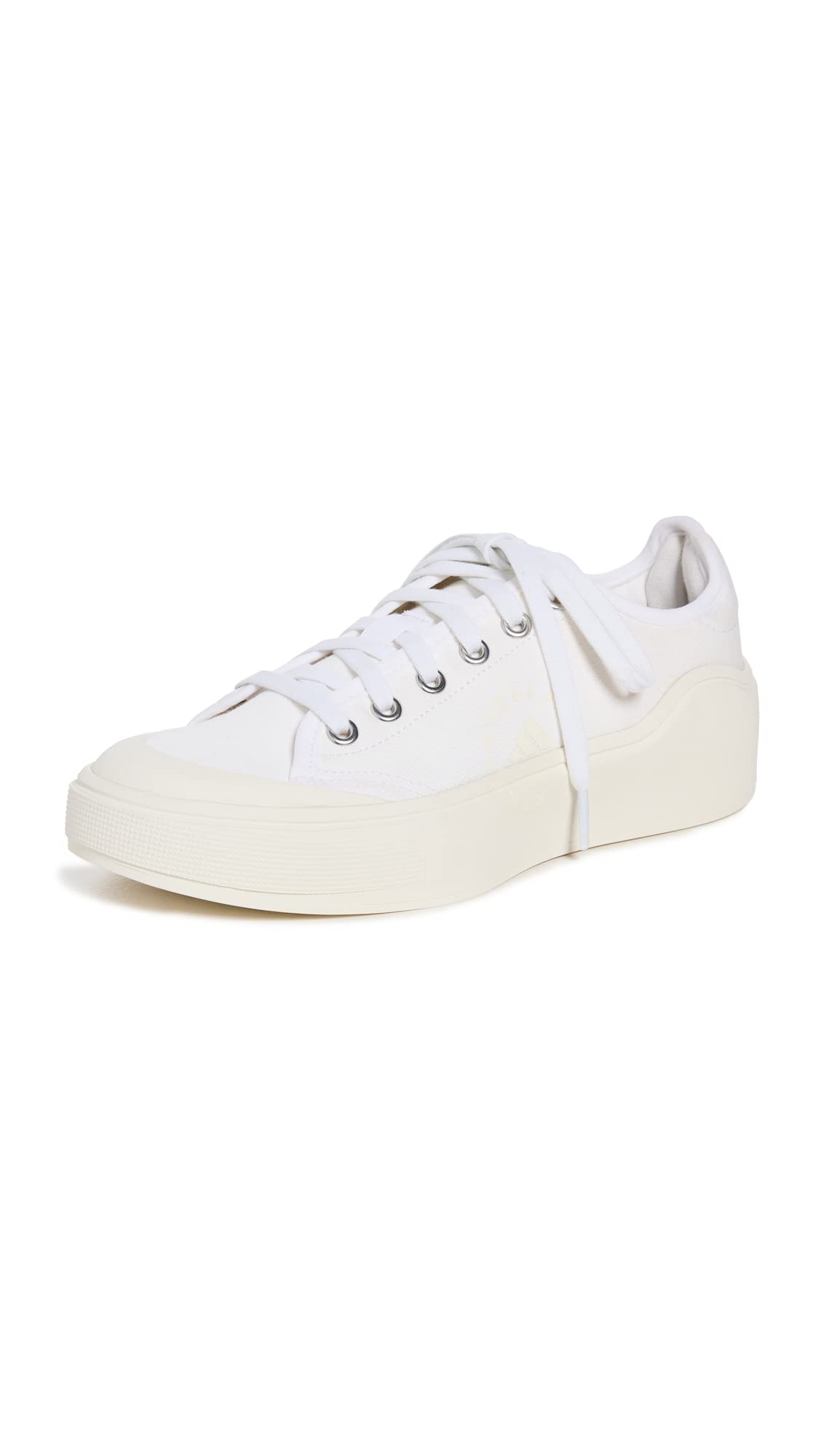 adidas by Stella McCartney Women's Court Sneakers, White/White/Off White, 9 Medium US