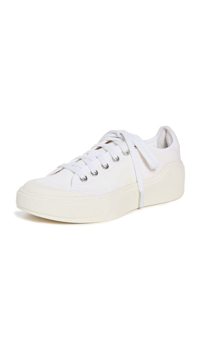 adidas by Stella McCartney Women's Court Sneakers, White/White/Off White, 9 Medium US