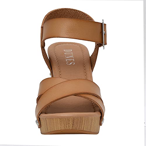 Dunes Women's Sayer Faux Wood Sandal +Comfort Foam & LiteSole Technology 6 Honey