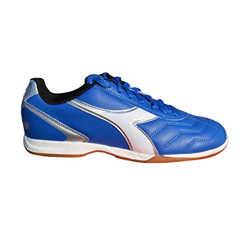 Diadora Men's Capitano ID Indoor Soccer Shoes (12, Royal/White/Silver)