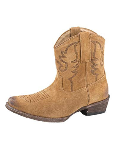 ROPER Women's Dusty Ii Suede Western Booties Snip Toe Tan 8 M