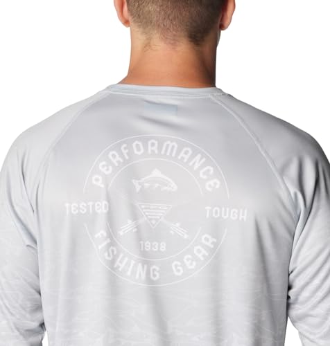 Columbia Men's Super Terminal Tackle PFG Fresh Fade Long Sleeve, Cool Grey/Tested Tough Fresh Super Fade, Small