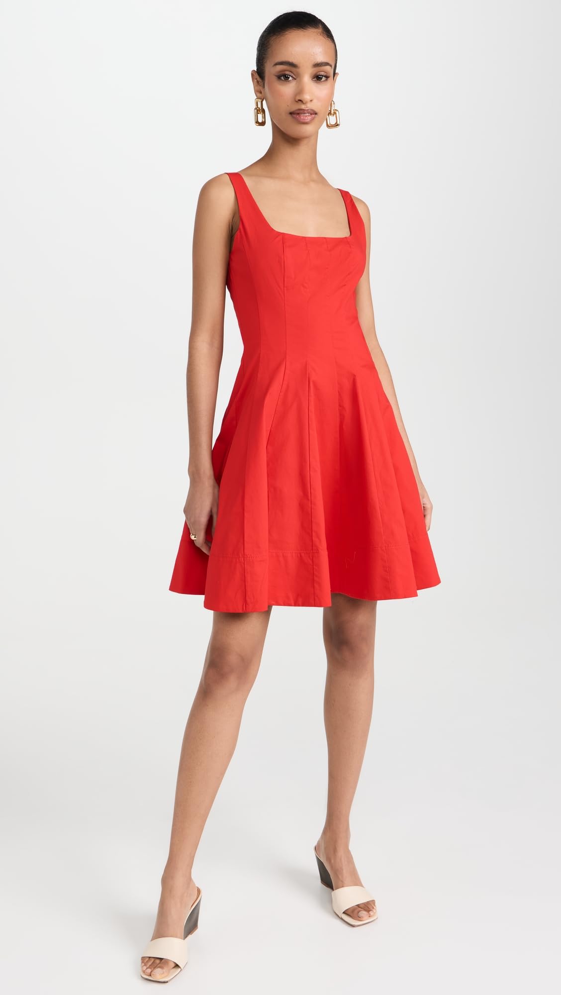 STAUD Women's Mini Wells Dress, Red Rose, 2
