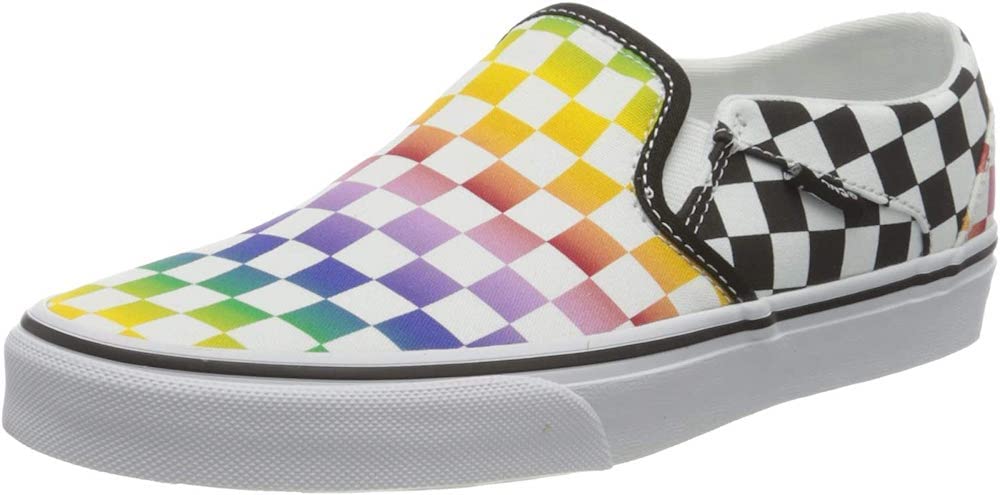 Vans Unisex-Child Classic Slip-on (Little Big Kid) (Rainbow Check (Blk/Wht), 1 Kids)
