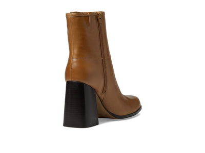 Free People Naomi Ankle Heel Women’s Boots - Leather Upper - Textile Lining - Cushioned Footbed - Block Heels Caramel Cafe EU 41 (US Women's 11) M
