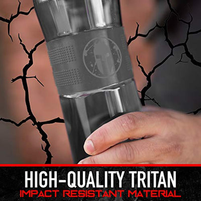 Franklin Sports Spartan OCR Plastic Water Bottle - 32 Ounces - Gray