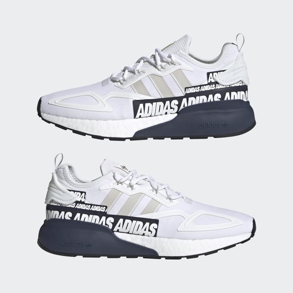 adidas mens ZX 2K Boost Shoes, White-grey-collegiate Navy, 9