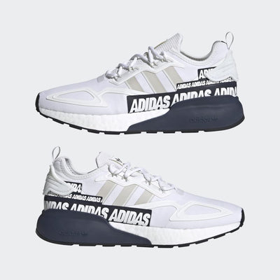 adidas mens ZX 2K Boost Shoes, White-grey-collegiate Navy, 9