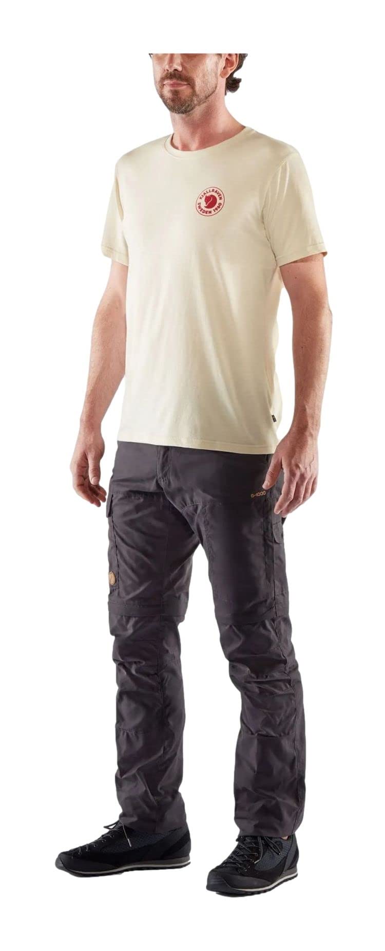 Fjällräven 1960 Logo T-Shirts for Men Offers Crew Neckline, Soft Cotton Construction, and Screen Print Graphic at Front Chalk White MD One Size