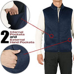 Bonnorth Mens Zip Up Sherpa Vest for Men Knitted Sweater Winter Vest Mens Casual Warm Vests Outerwear with Pocket Dark Blue M