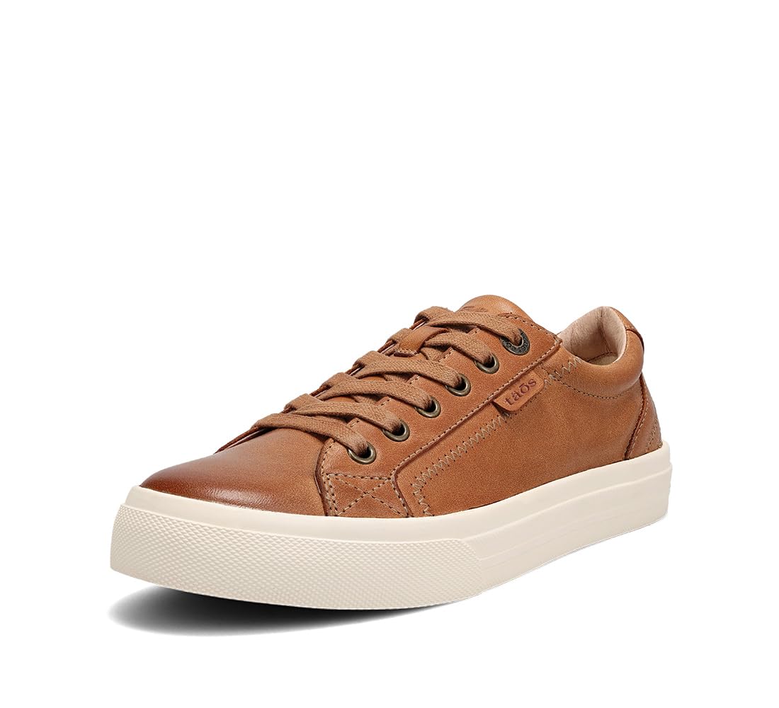 Taos Plim Soul Lux Women's Sneaker - Soft Premium Leather Lace Up Sneakers with All Day Walking Comfort and Support Caramel 10 (W) US