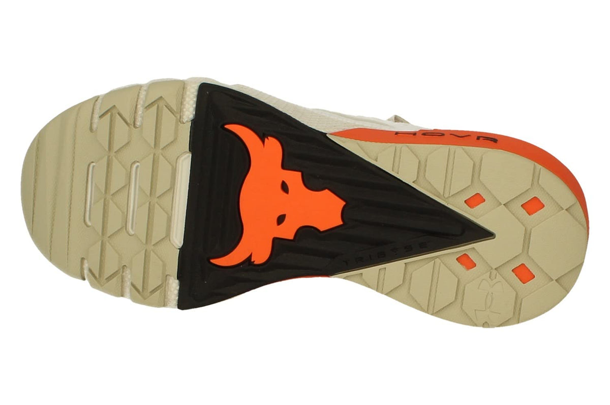 Under Armour Mens Project Rock 3 Training Shoe, White/Orange, 9 US