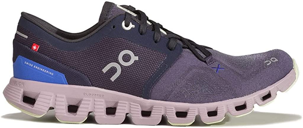 On Women's Cloud X 3 Sneakers, Midnight/Heron, 10.5