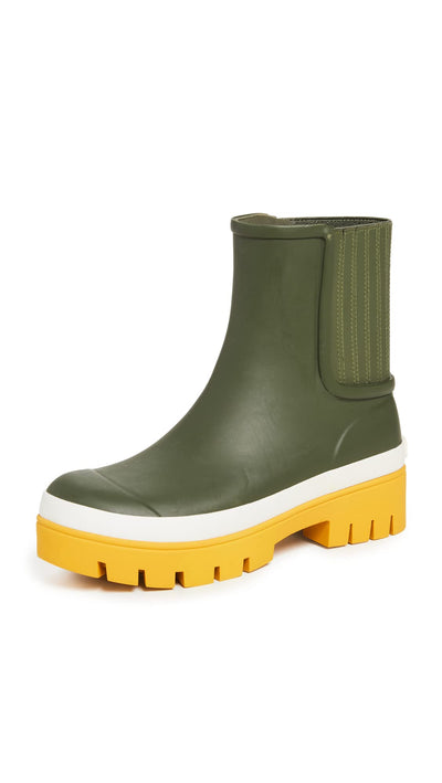 Tory Burch Women's Foul Weather Boots, Leccio/Leccio, Green, 5 Medium US