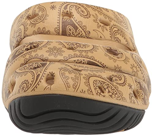 KEEN Women's Yogui Comfortable Slip On Lightweight Clogs, Caffe Latte Paisley, 11