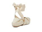 Free People Cece Wrap Flat Ballet Shoes for Women - Leather Upper - Elastic Back Opening - Self-tie Closure Antique Ivory EU 37.5 (US Women's 7.5) M